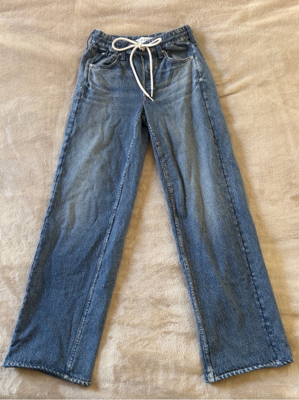 rag & bone Two-Pair Blue Denim sweat Pants with Contrast Stripe - Picture 3 of 4